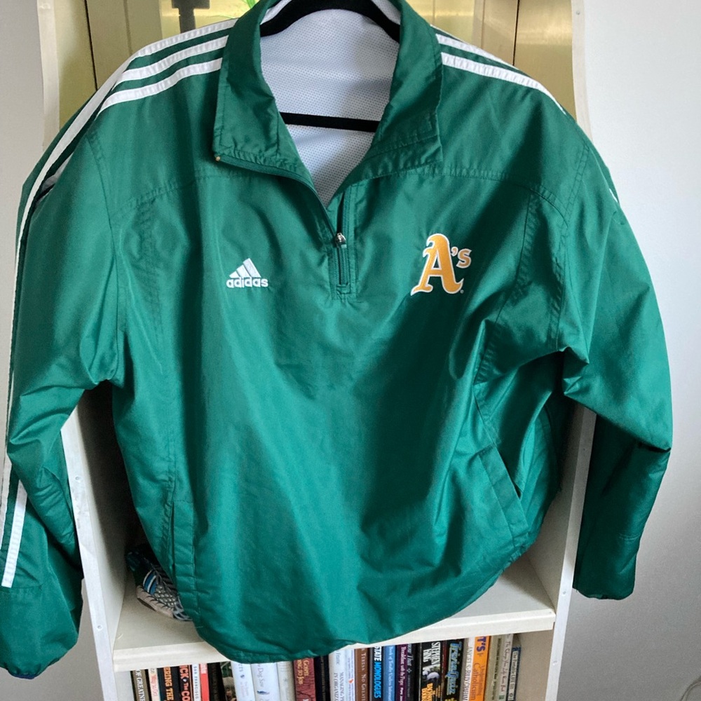 Oakland A’s Adidas 1/4 zip mesh lined windbreaker